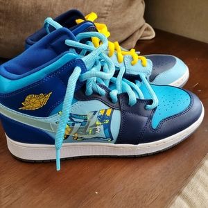 Rare Jordan 1 Mid Fly PS UNC Blue Yellow Laney